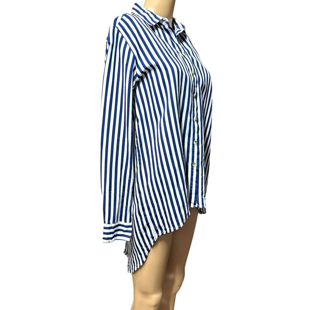 ELA Shirt Dress XS Navy Blue White Striped Resort Cruise Marine
